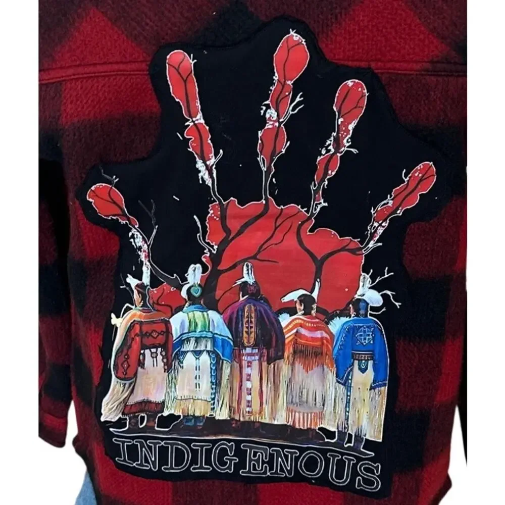 Native American Plaid Flannel Shirt XS Petite Fleece Indigenous Unique Kids 12 - Picture 2 of 6